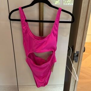 Pink cutout one piece swimsuit